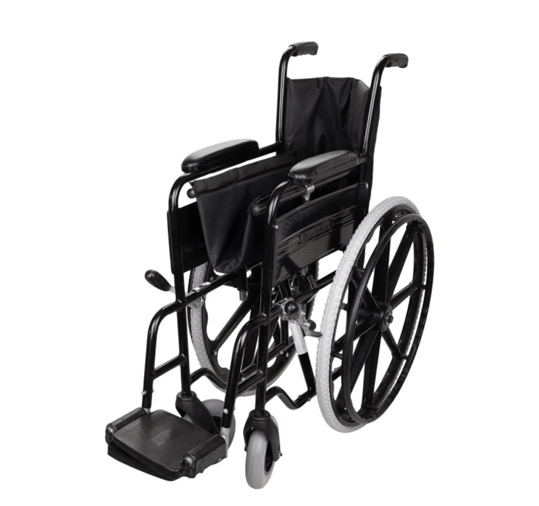 ویلچر مدل 20703 رنگی سایز 43 چرخ عقب توپر جلو توپر طوقه اسپرت کد 20703035