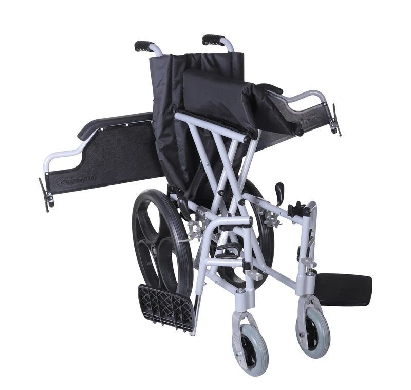 ویلچر همراه مدل 207519 رنگی آلومینیومی سایز 43 چرخ عقب 16 اینچ توپر جلوتوپر کد 20751924