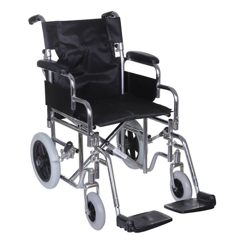 ویلچر همراه ایران بهکار مدل 20719s همراه آبکرم سایز 43 دسته شکن چرخ عقب توپر چرخ جلوتوپر کد 20719004