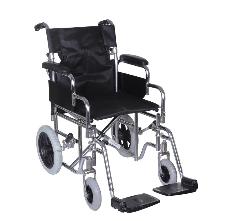 ویلچر همراه ایران بهکار مدل 20719s همراه آبکرم سایز 43 دسته شکن چرخ عقب توپر چرخ جلوتوپر کد 20719004